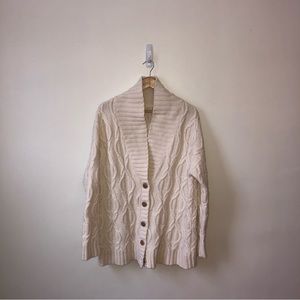 L.L. Bean Women’s Cozy Fisherman Sweater Large Cream